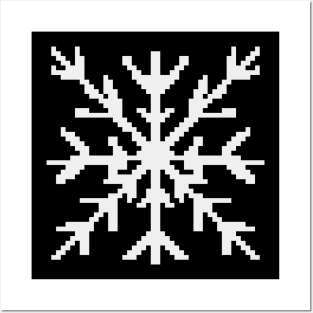 White snowflake pixel art Posters and Art